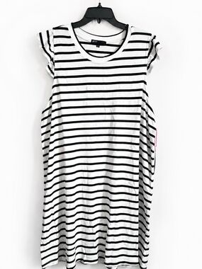 Gibson Striped Black & White Ruffle Sleeveless Dress 2X